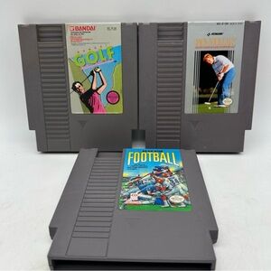 3-Nintendo NES Sports Games(JACK NICKLAUS GOLF, BANDAI GOLF & Football)Works